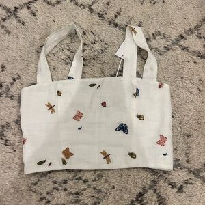 Reformation Embroidered Square Neck Top